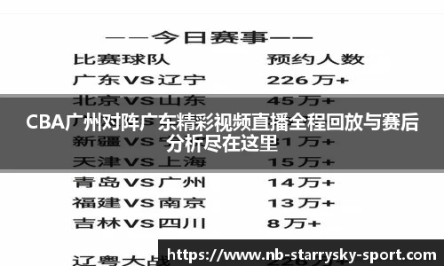 CBA广州对阵广东精彩视频直播全程回放与赛后分析尽在这里